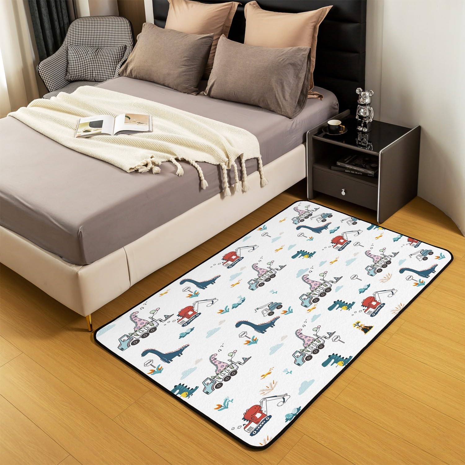 Tappeti da costruzione per soggiorno camera da letto 150 x 200 cm attrezzature camion area tappeto per bambini ragazzi ragazze decorazione veicoli da costruzione set di tappeti decorativi dinosauro