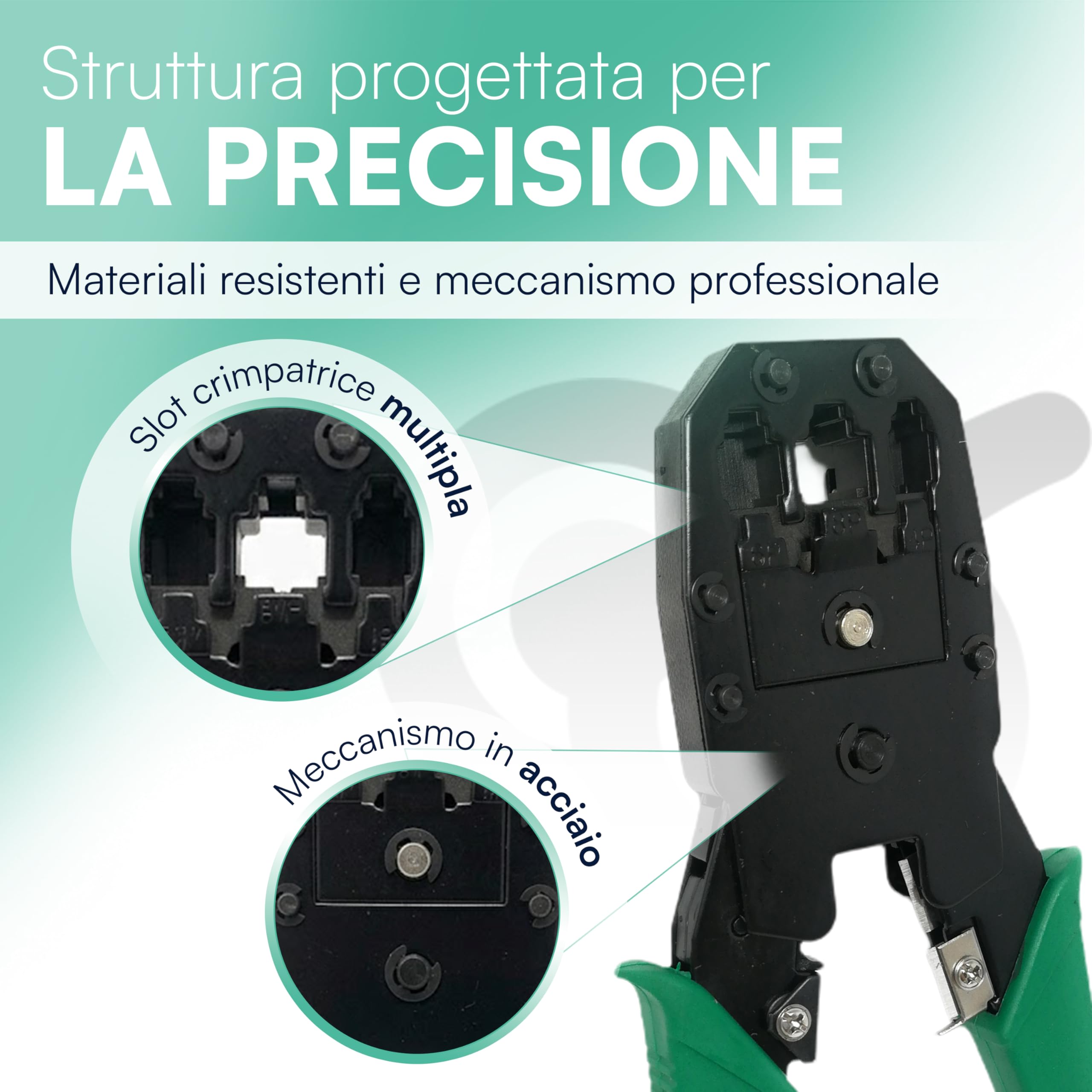 Goobay 50251 Spina modulare RJ12 per cavo piatto; 6 poli - per la crimpatura di cavi piatti per telefono; versione non schermata