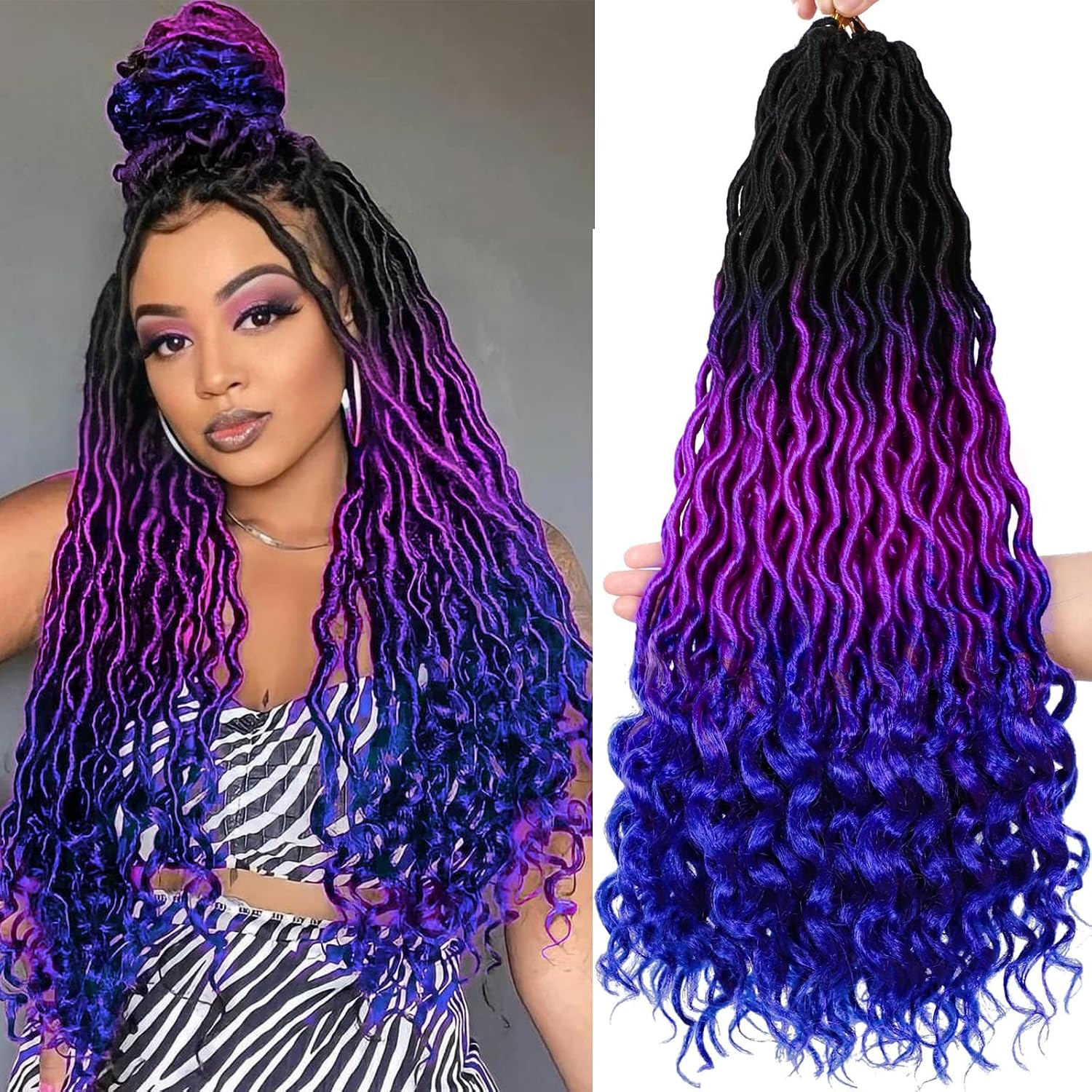 Ms Aloe Ombre Faux Locs Crochet Hair - Goddess Locs