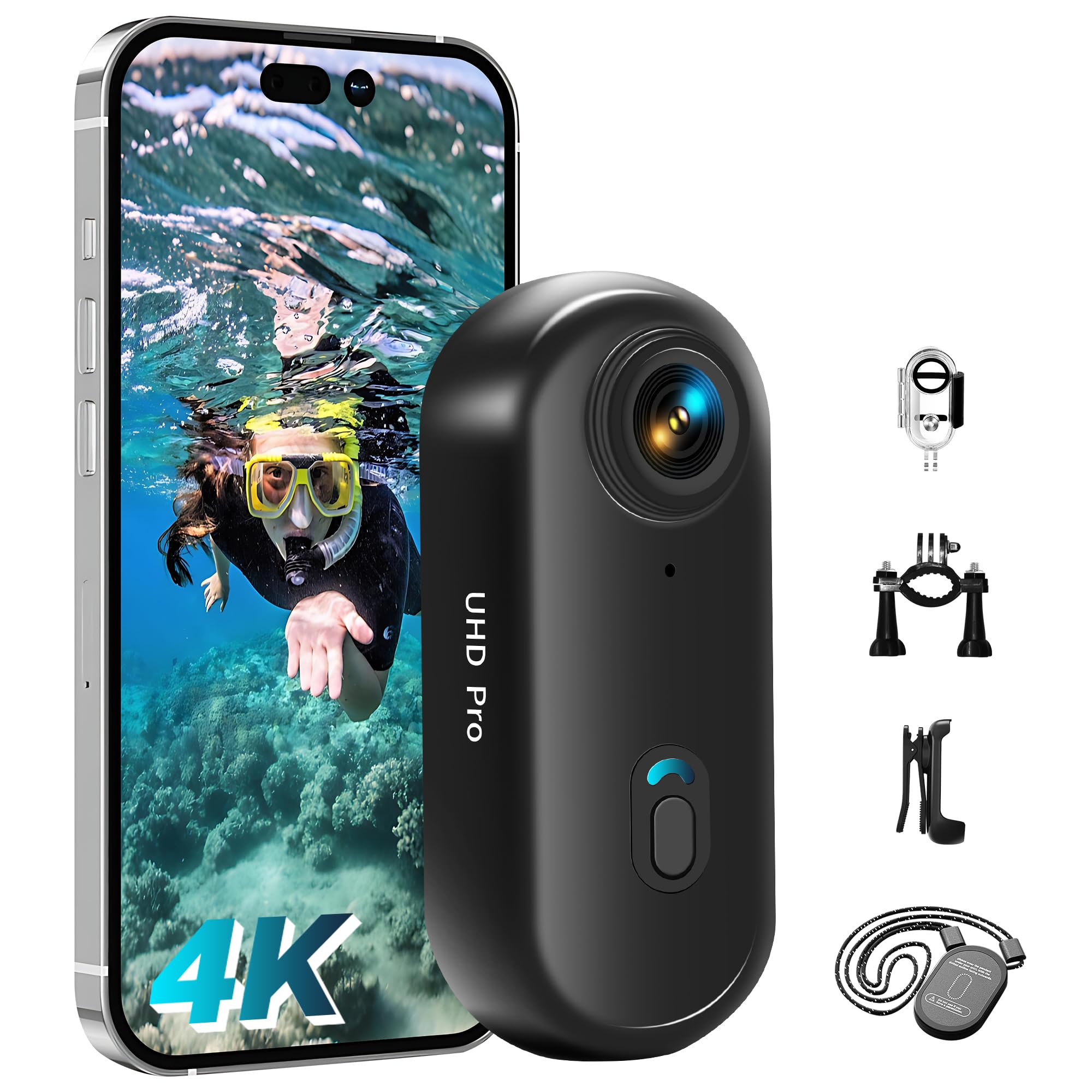 Ninjacam Mini étanche 30m Action Cam Mini Caméra D'action 1080P WiFi étanche 30m - NinjaCam Pour Sport, Casque Moto, Vélo - Corps Compact Avec Accessoires De Fixation Action Cam Compacte Corps