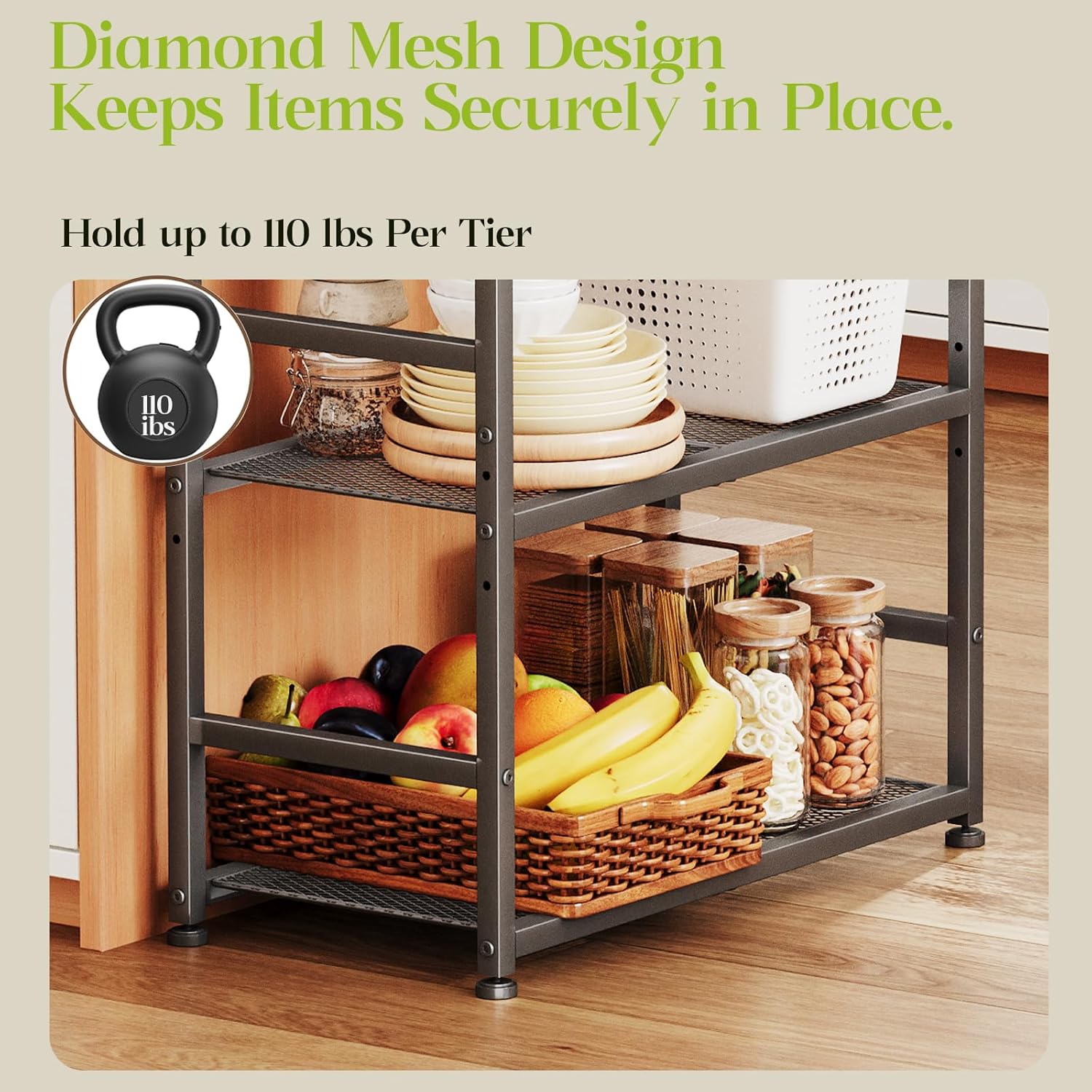 6-Layer Kitchen Storage Rack,Adjustable Metal Racks for Storage,Kitchen Shelf Organizer,23.62" Lx11.81 Wx47.01 H,Black