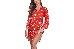 Women's Christmas Nightgowns Plus Size Soft Button Sleep Dress