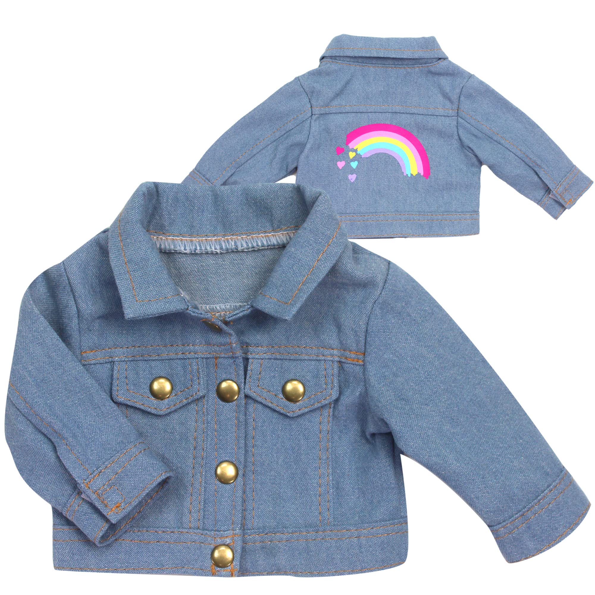 Sophia’s 18" Baby Doll Denim Jean Jacket with Rainbow Design, Dolls Clothing, Dolls Accessories, For 18 Inch Baby Dolls, Doll Not Included