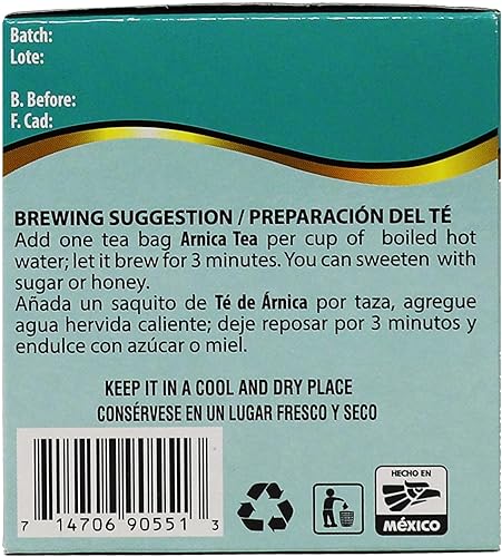 Miniatura 6 de Herbacil Té de Árnica Té con flores de árnica Ayuda a aliviar el dolor de estómago Efecto antiinflamatorio Sin cafeína 25 g 25 bolsitas de té por