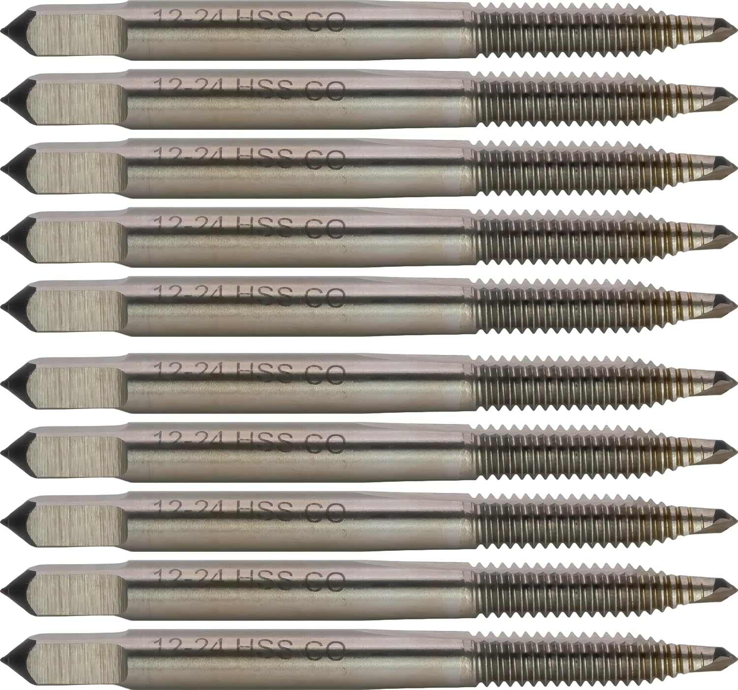 5 pcs M35 Cobalt Steel Spiral Point Threading Taps, 1/2"-13 UNC, H3, 3 Flute, Bright (Uncoated) Finish