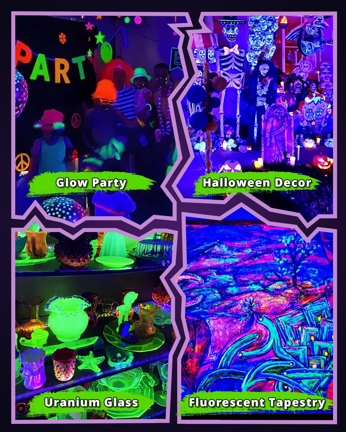 100W Faretto UV LED 2 pacchetto, 200 LEDs Grafene Luce Nera per Ampio Spazio, 395-400NM Faro UV LED con Spina IP65 Impermeabile per Acquario, Festa, Pittura Fluorescente, Poster Fluorescente
