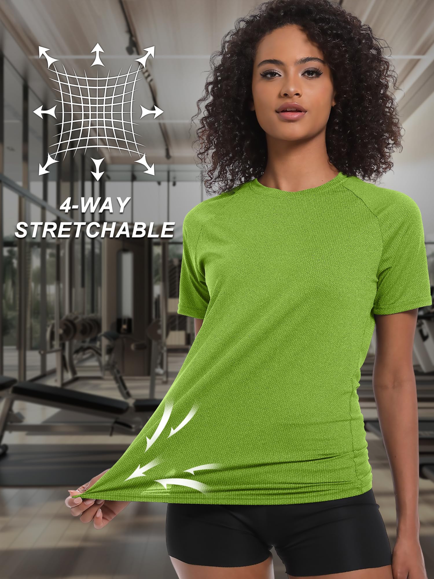 Damen Workout Running T-Shirts, Dry Fit Kurzarm-Shirts, feuchtigkeitsableitendes Athletic Tee, Sport Gym Yoga Tops