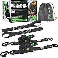 Vista 10 de Rhino USA Correas de trinquete retráctiles (paquete de 4) – 1 pulgada x 10 pies (1,209 libras de resistencia a la rotura) – Correas de amarre auto