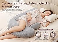 Vista 3 de Momcozy Almohadas de embarazo, original en forma de F, con cubierta de capa de aire, color gris