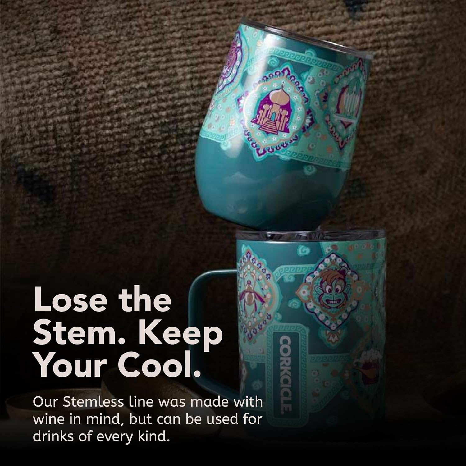 Corkcicle Stemless Wine Glass Tumbler - Triple Insulated Stainless Steel Cup - Spill Resistant Sliding Lid - Non-Slip Base - Summer Drinkware Gift - Keeps Drinks Ice Cold - 12 oz - Princess Jasmine - Image 6