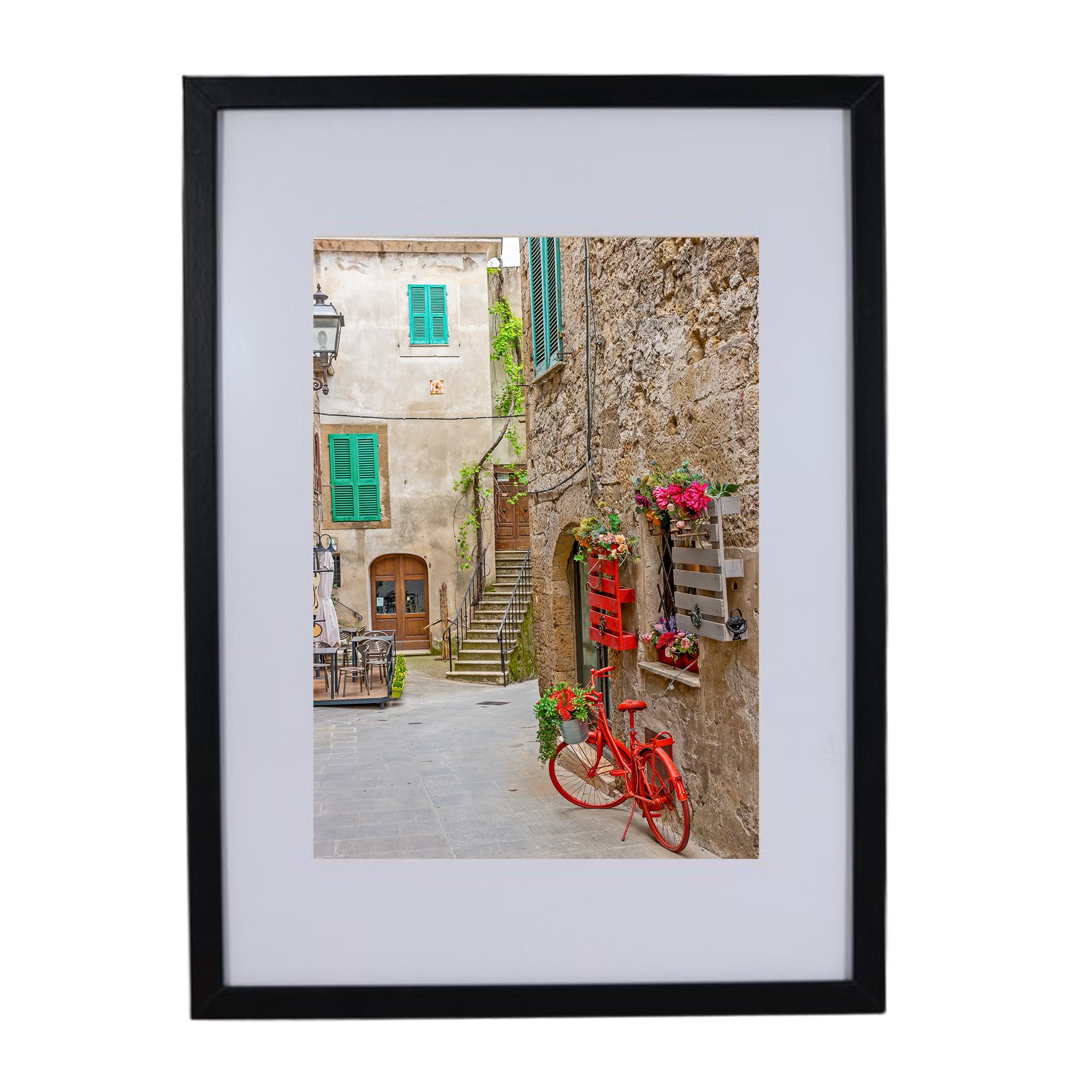 BD ART Marco para póster, foto 30 x 40 cm, con paspartú de 21 x 30 cm, negro, grande con plexiglás, madera MDF, moderno marco de fotos para colgar en la pared