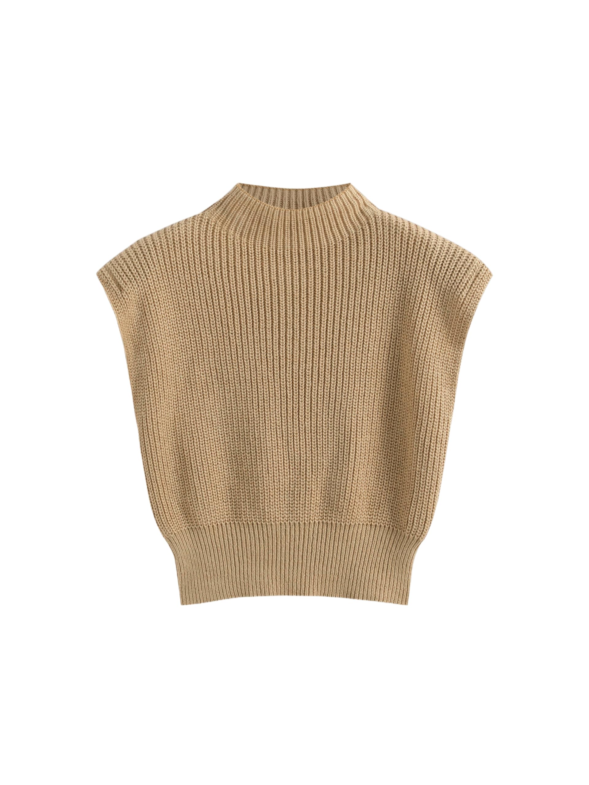 Women's Mock Neck Sleeveless Sweater Tops Cap Sleeve Sweater Vests Tank Tops-image-30