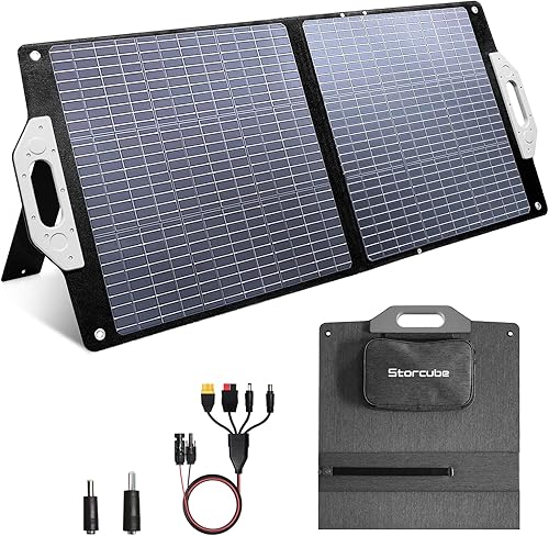 Panel solar portátil de 100 W, cargador de panel solar plegable, soportes ajustables, 23.5% de alta eficiencia, impermeable IP67 para acampar al