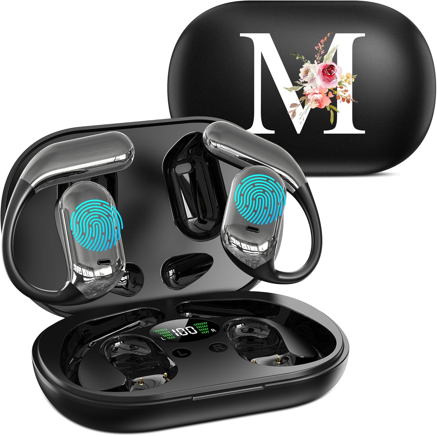 AI Translation Earbuds Real Time, 144 Language Translator Earbuds with APP Compatible with iOS & Android, Bluetooth Headphones Translating Device for Travel Business and Learning,Black-M Black M