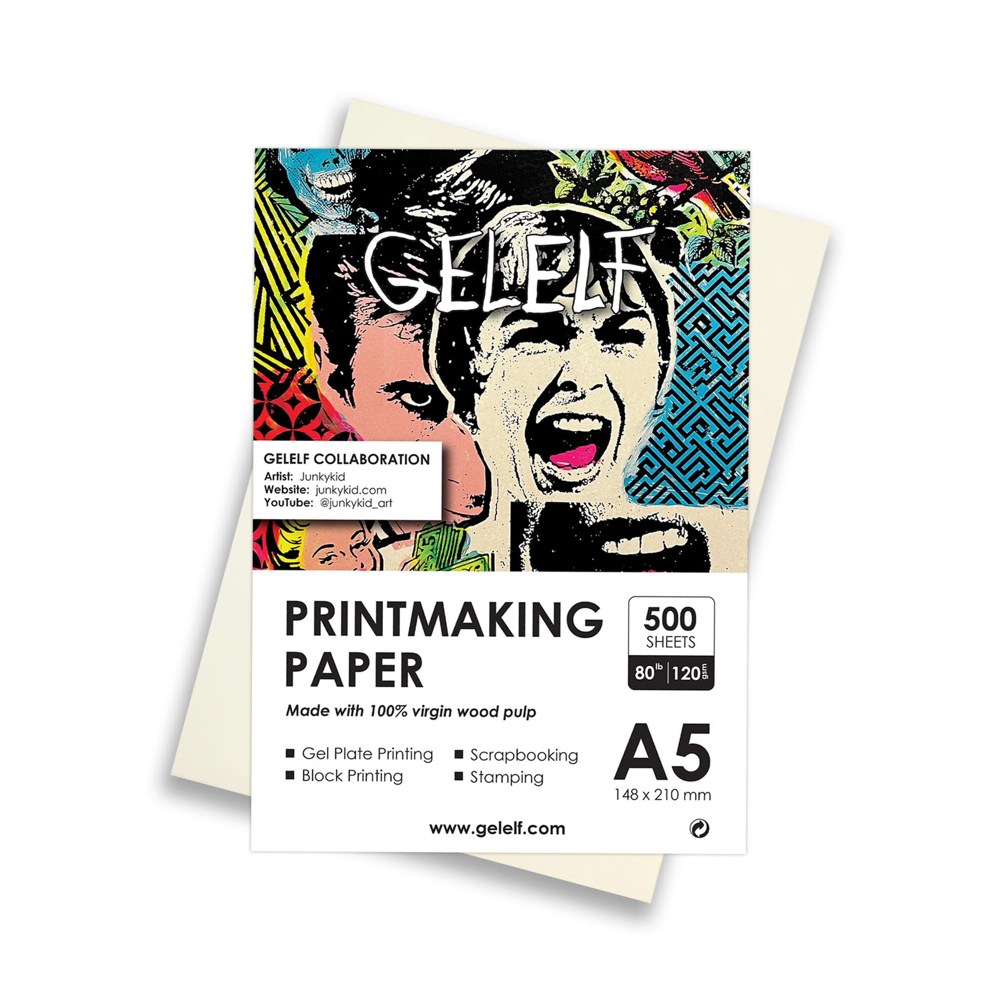 GELELF Printmaking Paper for Practice (80lb / 120gsm), International A5 (148 x 210mm) Gel Plate Printing Paper-Printmaking Supplies Paper for Adults and Students, 500 Sheets
