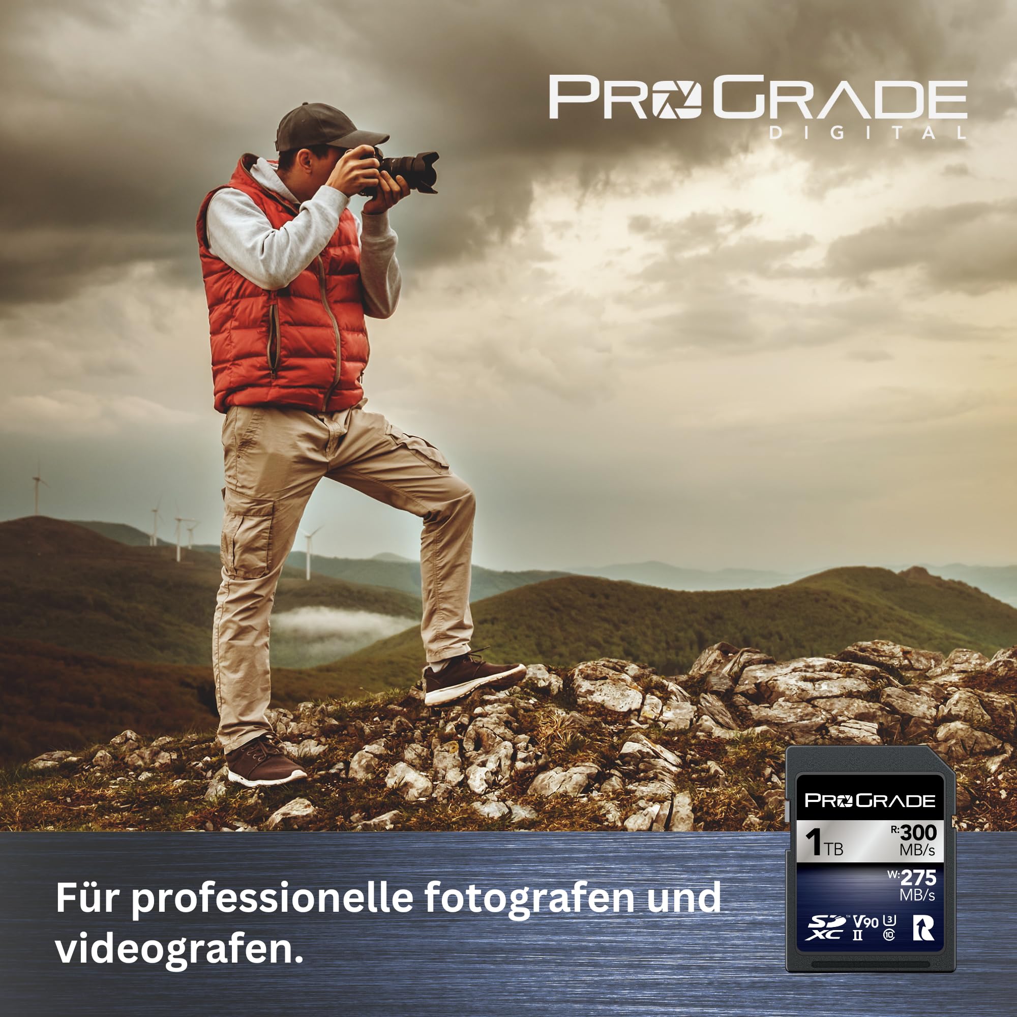 SD UHS-II 1TB Karte V90 – Bis zu 250 MB/s Schreibgeschwindigkeit und 300 MB/s Lesegeschwindigkeit | Für professionelle Filmemacher, Fotografen und Content-Kuratoren – von Prograde Digital