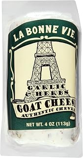 La Bonne Vie Garlic & Herbs Goat Cheese Log 4oz, 4 Pack | Creamy Tangy Gluten-Free Chèvre with Savory Herbs