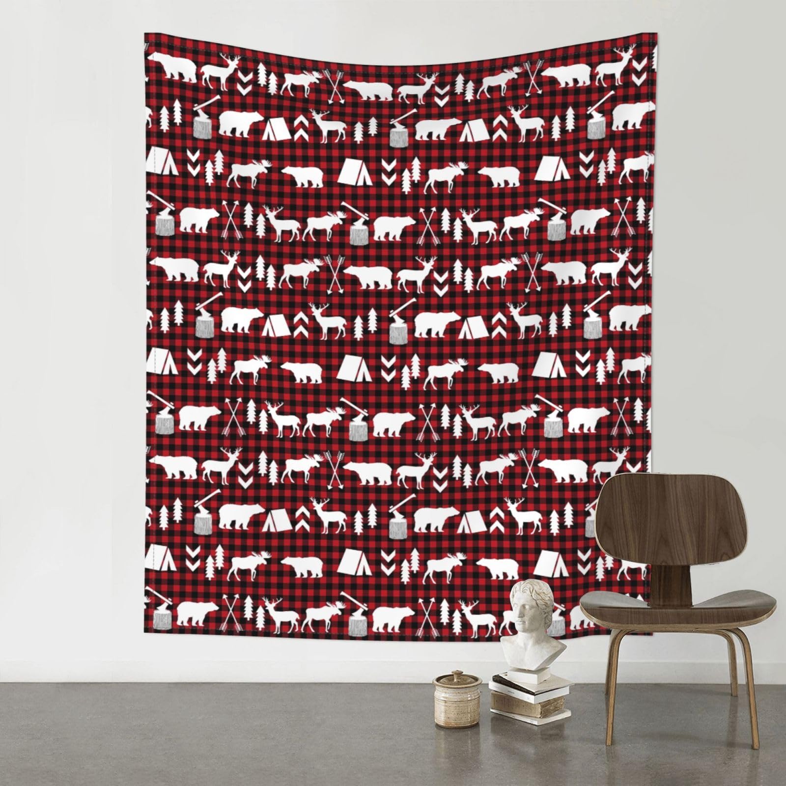 WHJSSF Cow deer tree christmas Prints 60x51in Wall Tapestry Bohemian Throw Blanket Dorm Decor Beach Picnic Cover