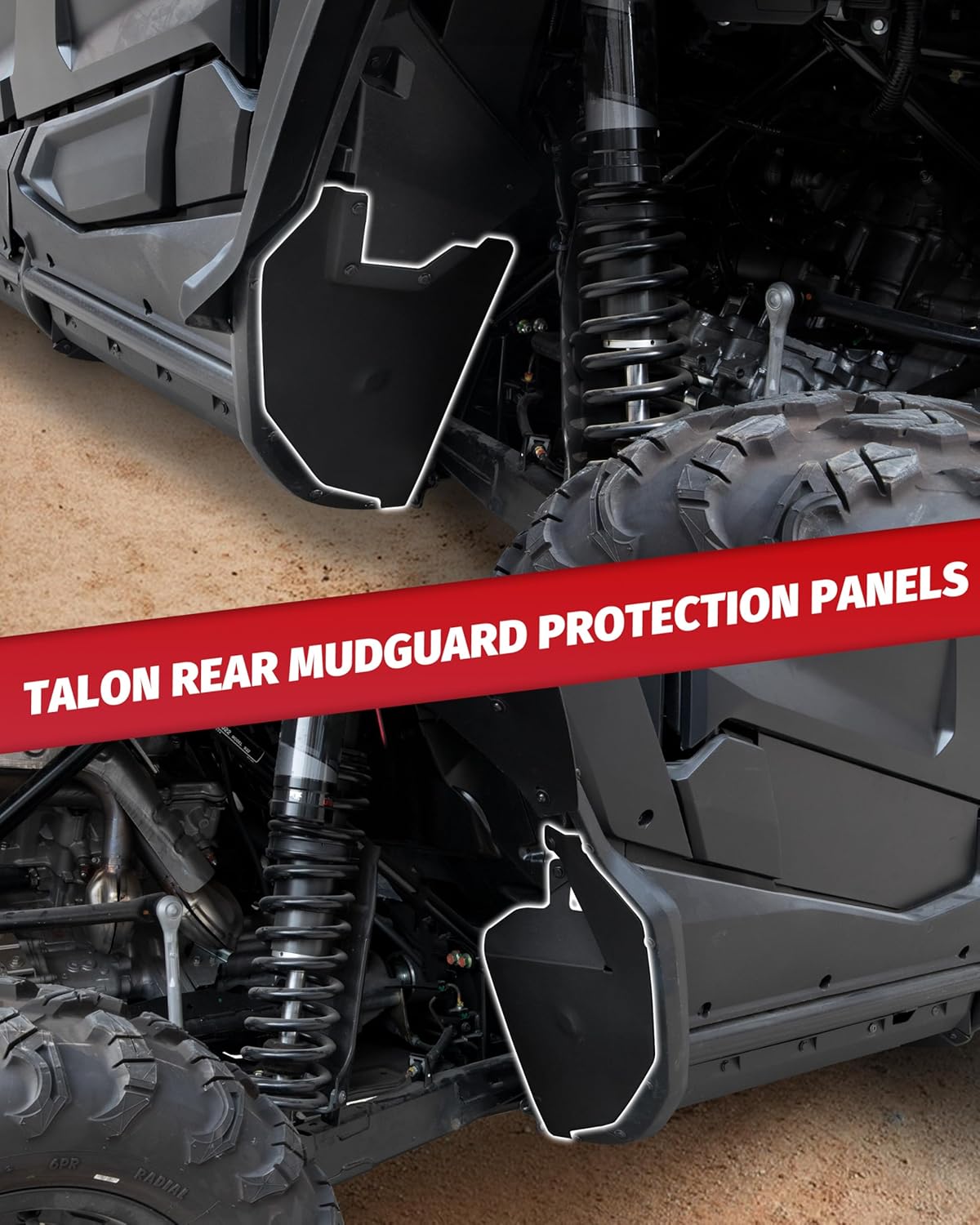 Rear Mud Guard Protection Panels for Honda Talon, Back Mud Spray Baffle Mud Flaps Fender Flares for Honda Talon 1000X 1000R 1000X-4 2019-2025 Accessories (2PCS)