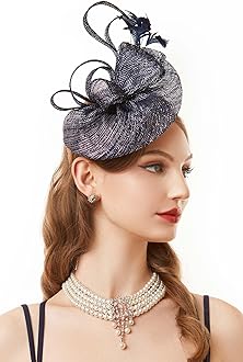 BABEYOND Women's Pillbox Fascinator Hat Kentucky Derby Hat Feather Fascinator Headband Tea Party Fascinator Hat for Cocktail