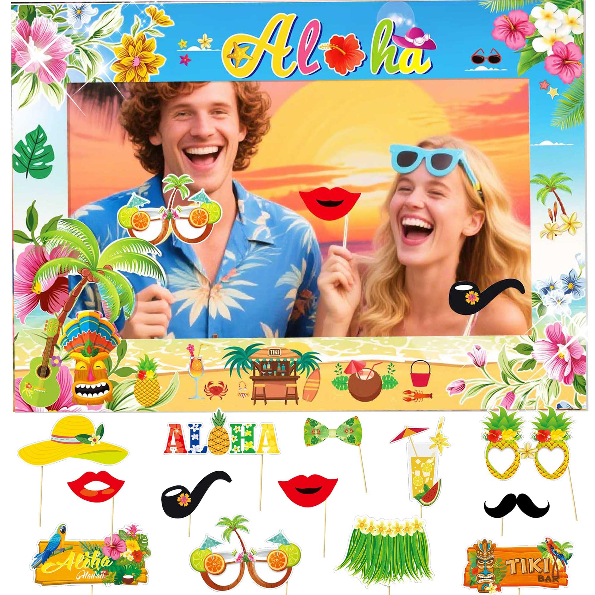 36-teiliges Hawaii-Fotorequisiten-Set – Mit Aufblasbarem Fotorahmen Für Sommer-Partys