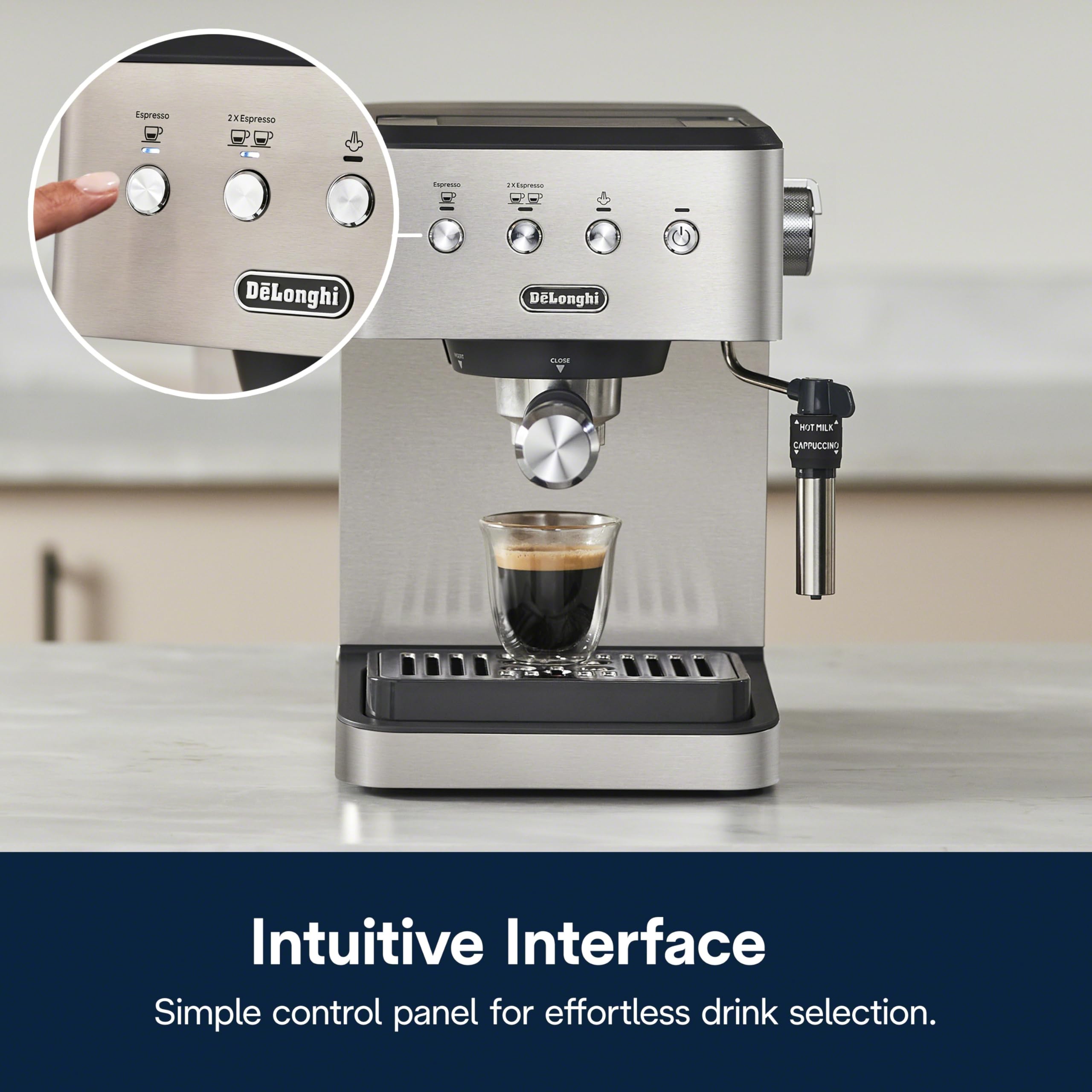 De'Longhi Classic Espresso Machine, Milk Frother, Stainless Steel view 8