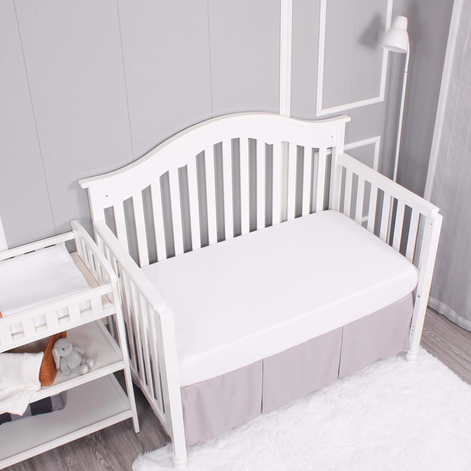 Belsden 3 Pack Microfiber Durable Crib Sheets Fitted, Silky Soft Smooth Breathable Baby Sheets Set, 28''x52'' Fits Standard Crib and Toddler Mattresses, White & Grey & Black