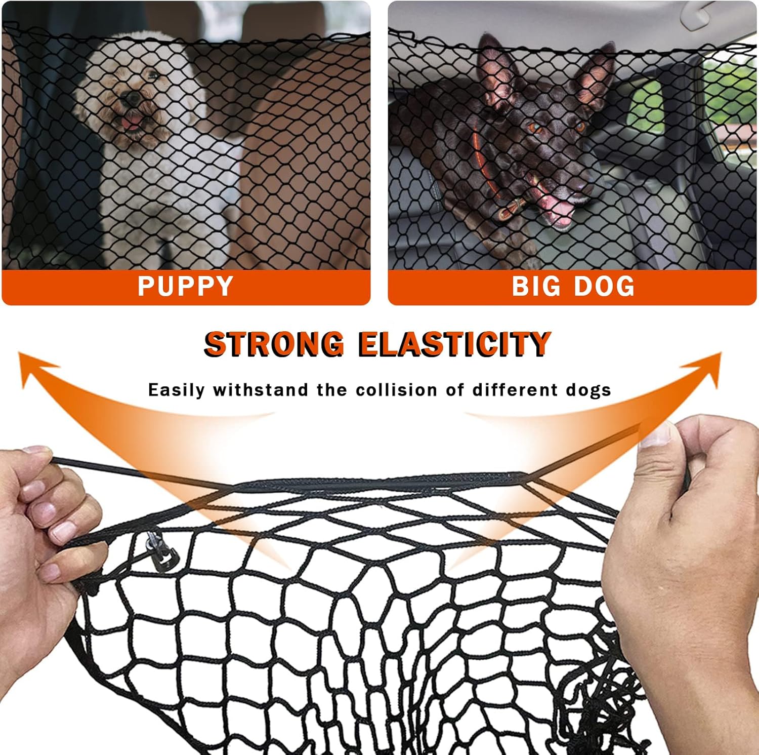 Car Dog Barrier for Ford Edge I 2007 2008 2009 2010 2011 2012 2013 2014, Cargo Net for SUV Adjustable Mesh Pet Barrier Double-Layer Thickened Net Dog Travel Accessoriesa