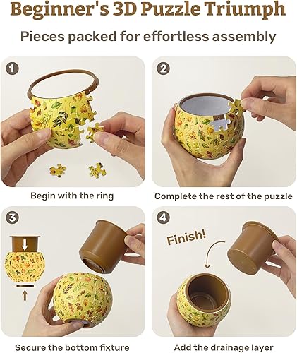 Miniatura 9 de PieceRelax Maceta de rompecabezas 3D, azulejos retro, estilo folclore danés, decoración del hogar macetas para cactus de interior, macetas para