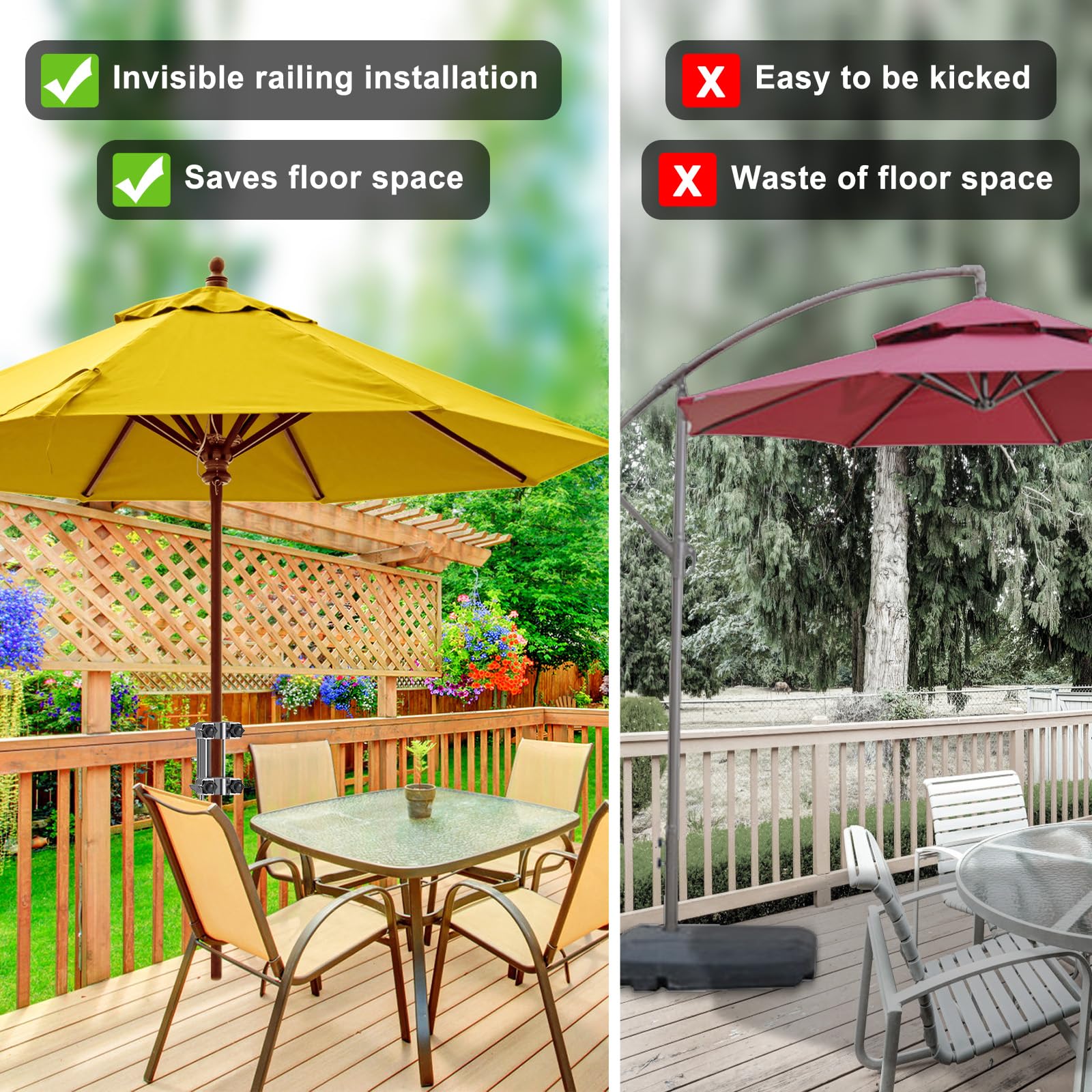 BeneLabel Pince Parasol Balcon Pied Parasols Fixe Terrasse/5.5cm Pôle