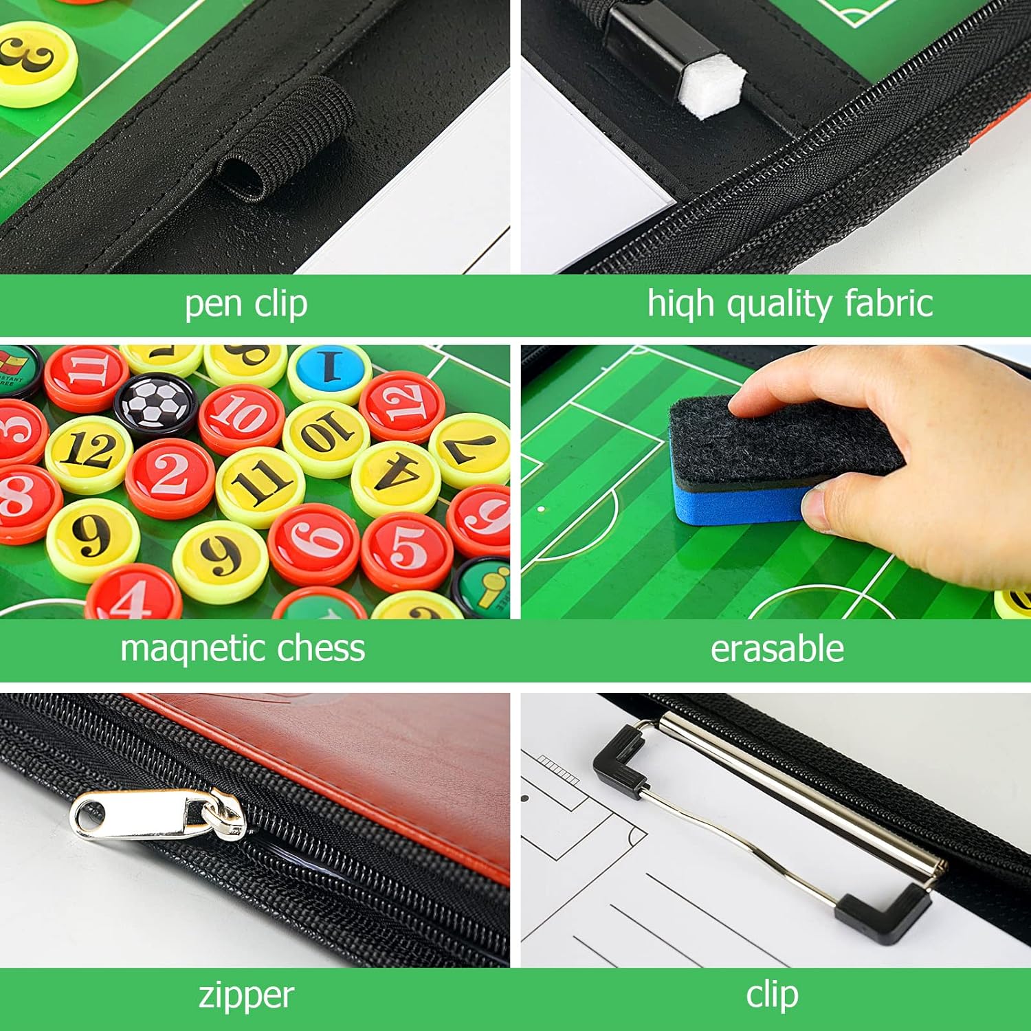 FantasyDay Soccer Coaching Tactical Board, Portable Magnetic Football Coach Blackboard Futsal Tactics Strategy Board - Sport Gift Training Assistant Equipment KIt with Player Markers, Pen and Eraser