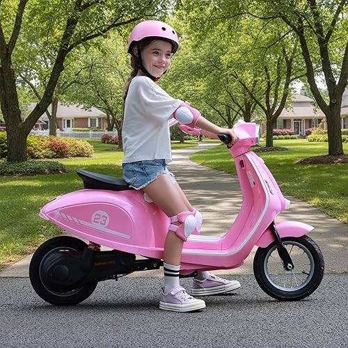 Miniatura 7 de Motocicleta para niños, motocicleta eléctrica de 2 ruedas para niñas de 8 a 14 años, juguetes de paseo de 24 V con música, historia, faro, 3