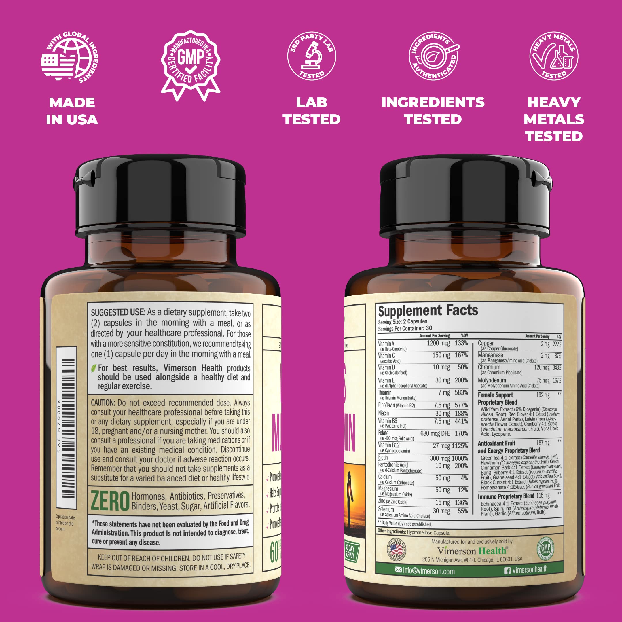 Women's Multivitamin Supplement Daily Vitamins and Minerals with