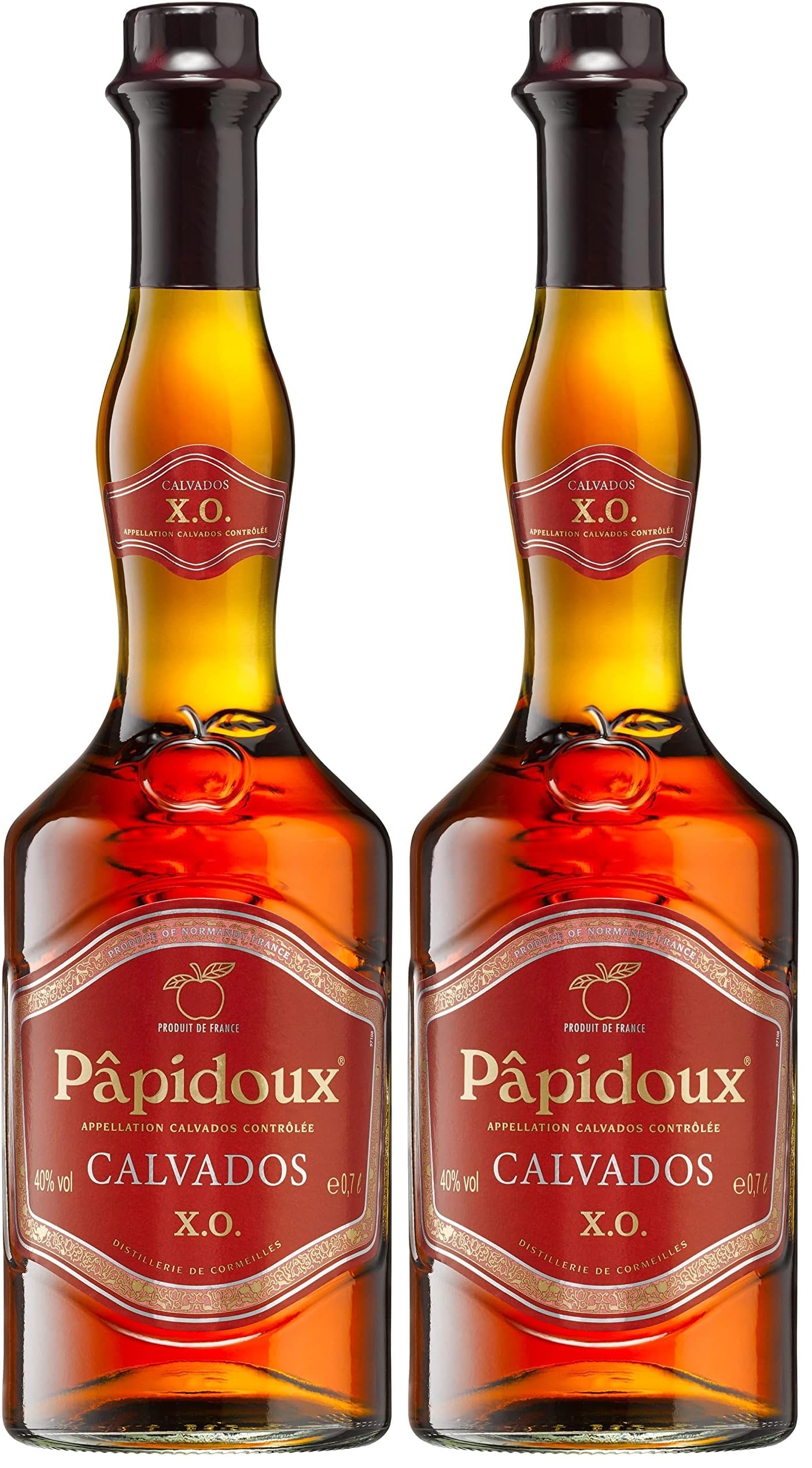 Papidoux XO Calvados - aus Äpfeln der Normandie (1 x 0,7l) - weit über sechs Jahre gereift mit eleganter Finesse und einem feinen Apfelaroma | 700 ml (2er Pack)