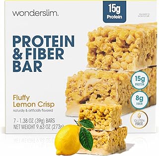 High Fiber Protein Bars, Fluffy Lemon Crisp | 15g Protein, 8g Fiber | Low Sugar, Low Carb | Healthy Indulgence | Satisfying, Supports Energy & On-the-Go Convenience, 7 Pack