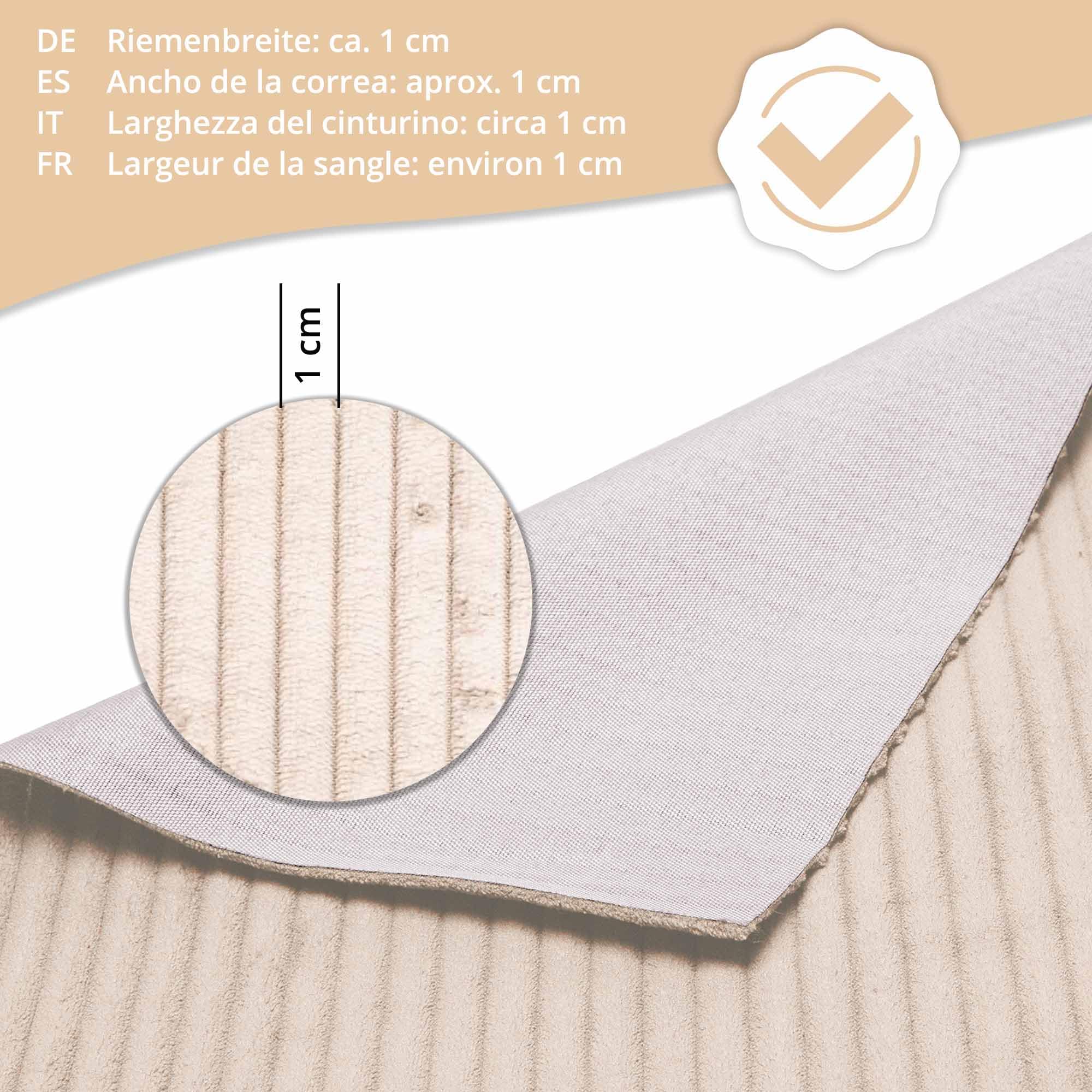 DreamRoots Cord Stoff Meterware Gewicht 380 g/m2 - Polsterstoff Cord Meterware 140 cm breit - Möbelstoff - Breitcord Vanilla Ice