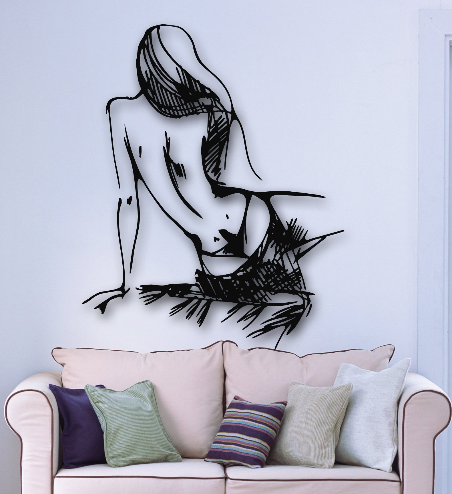 Wall Stickers Vinyl Decal Hot Sexy Girl Naked Sketch (ig1747)