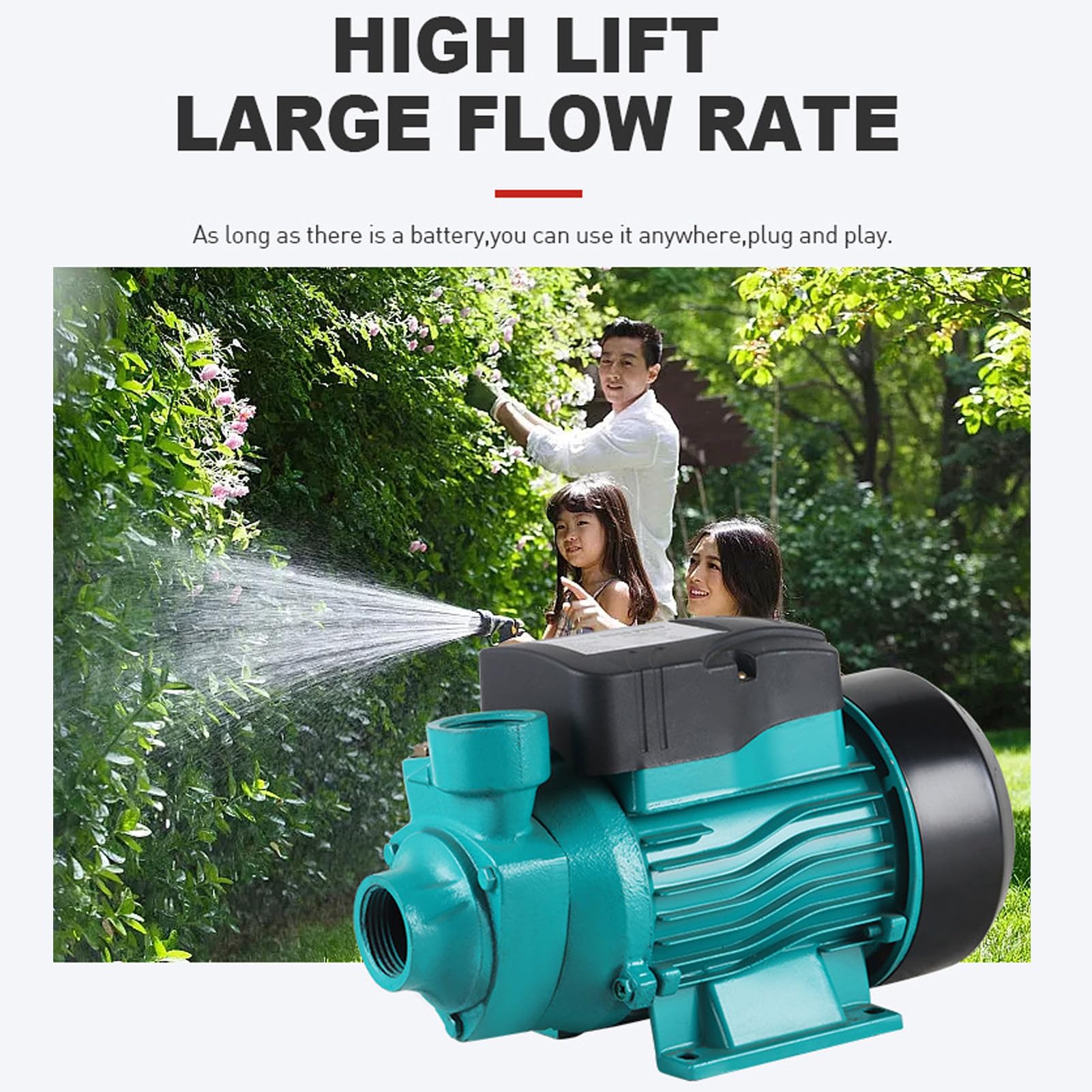 Bomba de Agua de Trasvase, Bomba de Agua Solar 12v 24v, Bomba Autocebante de 25m de Elevación, para Chorro de Pozo Poco Profundo, Trasvase de Riego, 35L/min (DC24V)