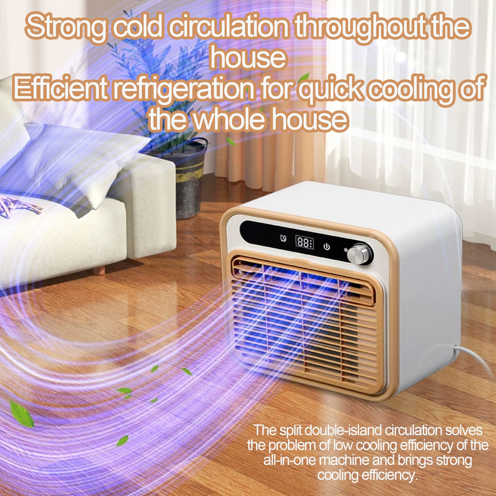 Condizionatore Daria Portatile Split da 5000 Btu, 1500 W, Silenzioso, Ideale per Campeggio, con Pannello Touch E Telecomando, Timer di 12 Ore E Flusso Daria di 130 M³/h, per 2m Tube