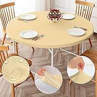 Vista 8 de ManMengJi Paquete de 2 manteles redondos ajustables color negro con bordes elásticos, impermeable, resistente a las manchas, para uso en exteriores