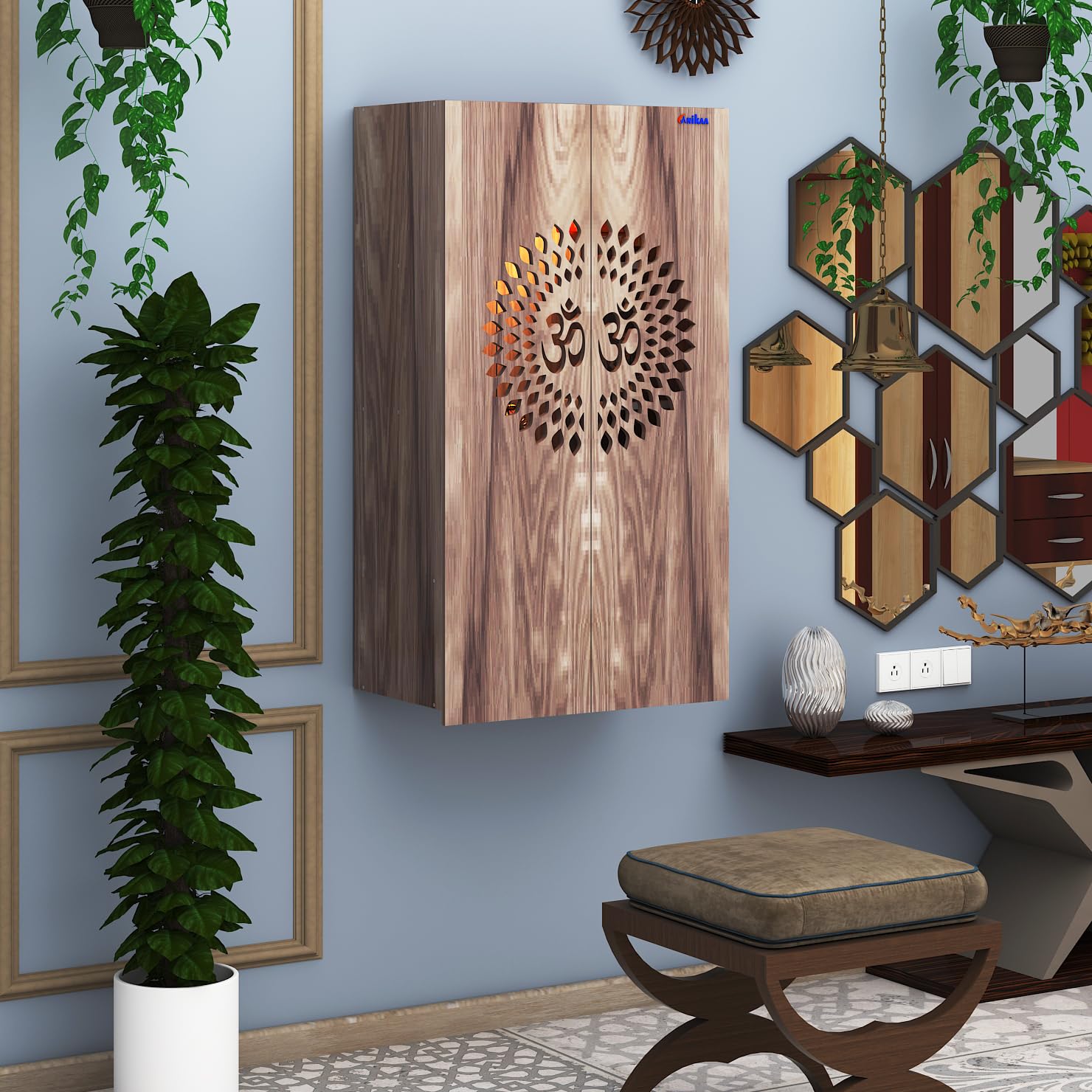 Anikaa Spirit Home Temple - Wall Puja Stand -6