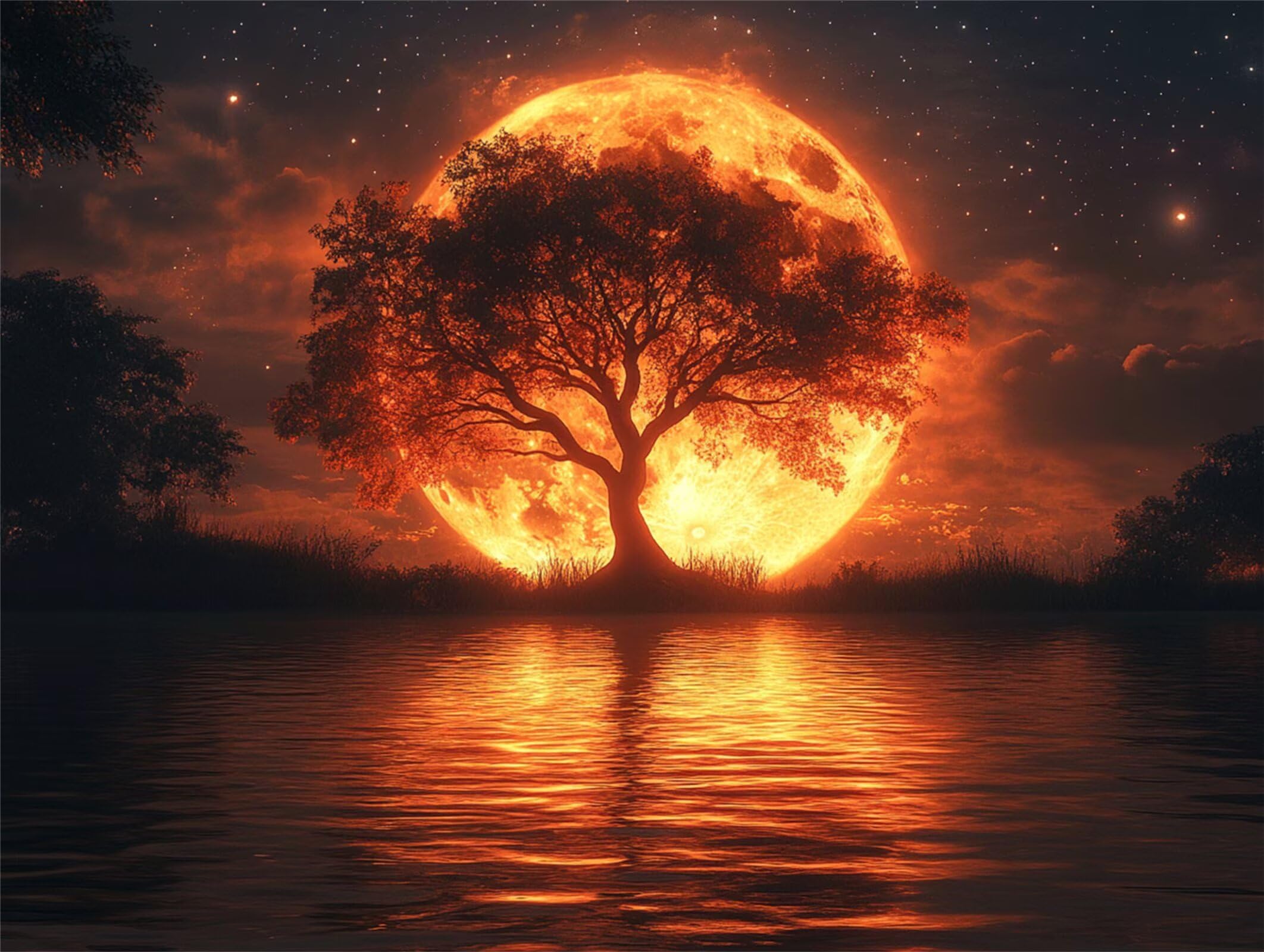 Pintar por Numeros Luna Pinturas Acrilicas árbol Pintura por Numeros Adultos DIY Lienzos para Pintar, Pintura Acrilica Manualidades, Decoración para Hogar, Regalos Cumpleaños, 70x90cm Sin Marco, q-960