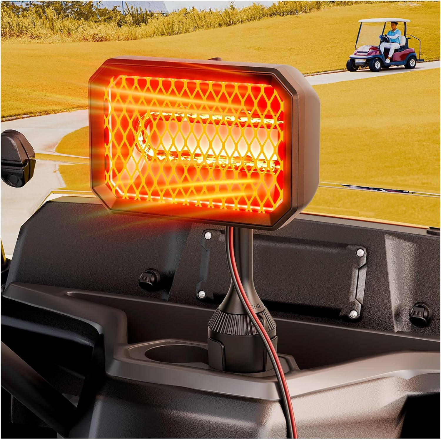 Golf Cart Heater, Battery Operated Heater for Golf Cart Accessories, 48V Electric Heaters, 400W Safe & Quiet Carbon Fiber Heating, Compatible with Club Car/Yamaha/EZGO