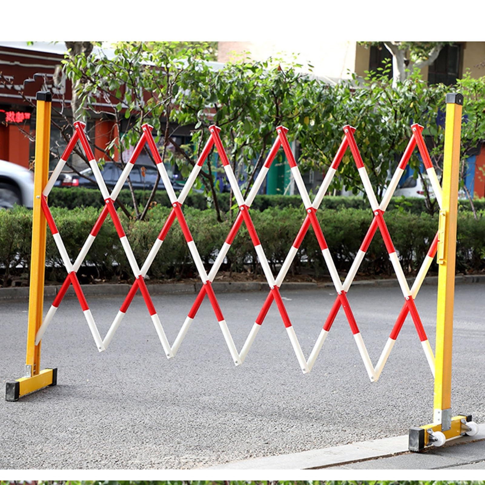 Recinzione Tubolare telescopica isolata in FRP - Barriera di Sicurezza Portatile espandibile - Cancello per barricata in Acciaio Resistente con Ruote, Recinzione di Sicurezza Mobile, con 2 Ruote (col