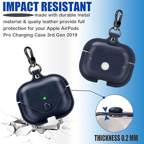 Miniatura 9 de Funda de cuero para Airpods Pro con llavero, funda protectora de cuero vintage portátil a prueba de golpes para Apple AirPods Pro Funda de carga 3
