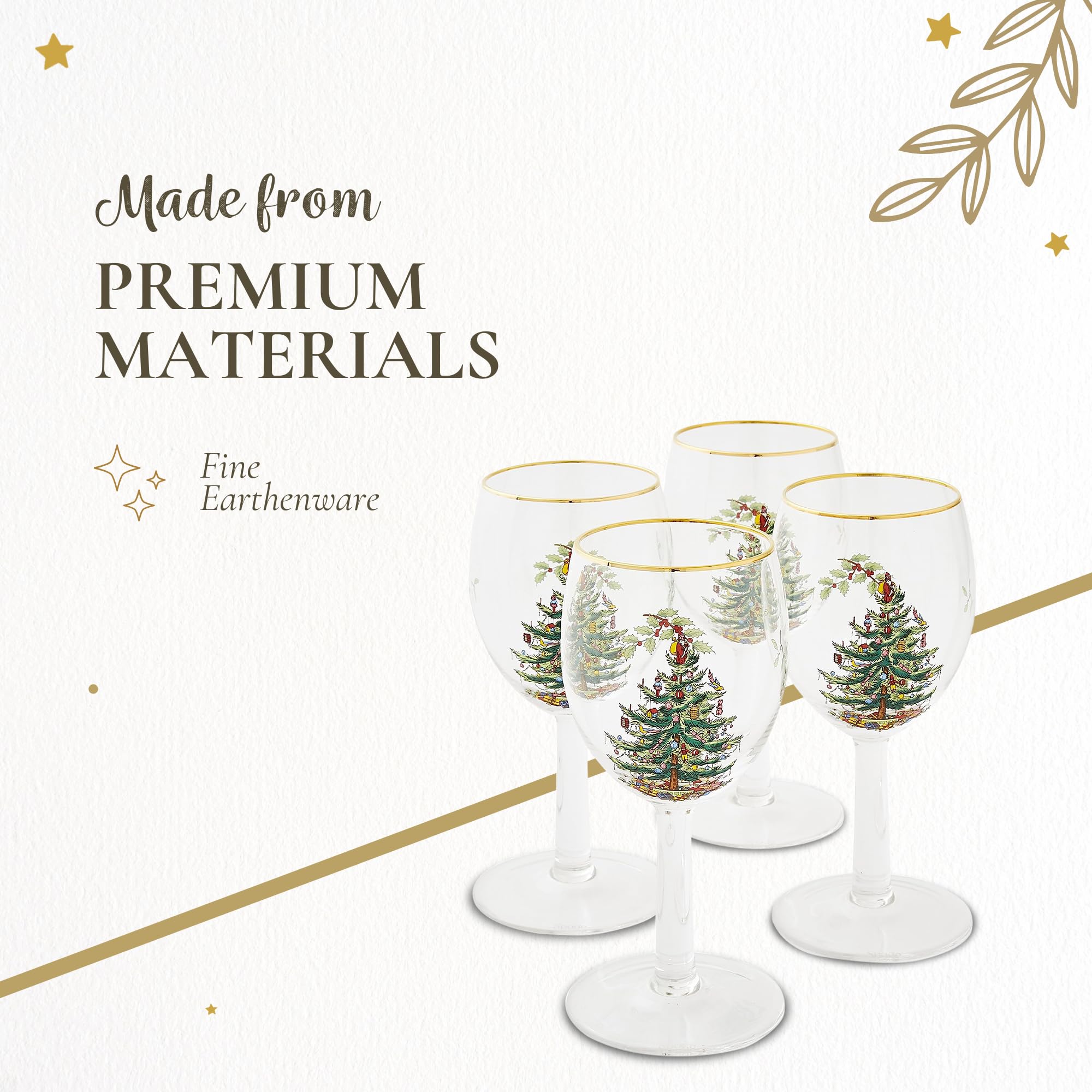 Spode Christmas Tree Wine Goblets - Set of 4 -5 Spode Christmas Tree Wine Goblets - Set of 4 -5