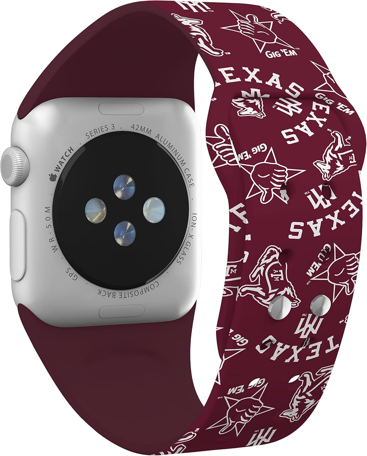 Affinity Bands Texas A&M Aggies HD Combo Package Compatible with Apple Watch and AirPods Pro (38/40/41mm (42mm Series 11) Long Random)