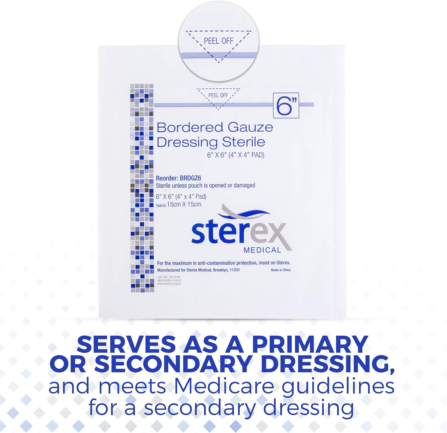 STEREX Bordered Gauze 6X6 STERILE 120/BX