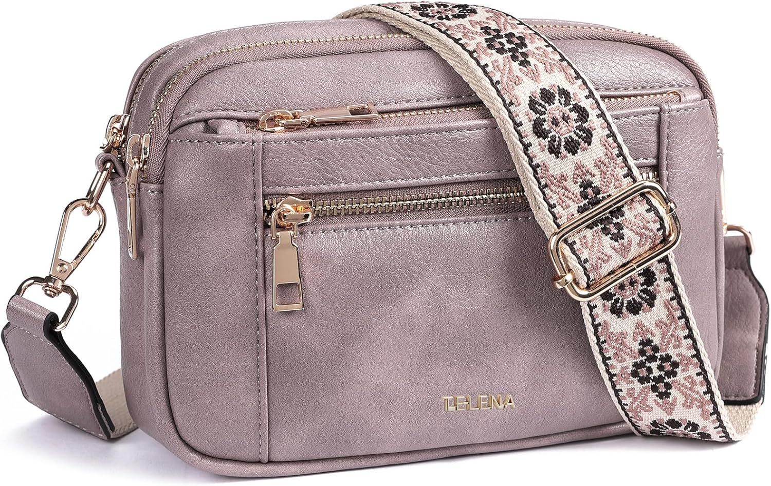 Telena Small Crossbody Bags For Women Vegan Leather Crossbody Purse With Adjustable Wide Strap For Daily Life