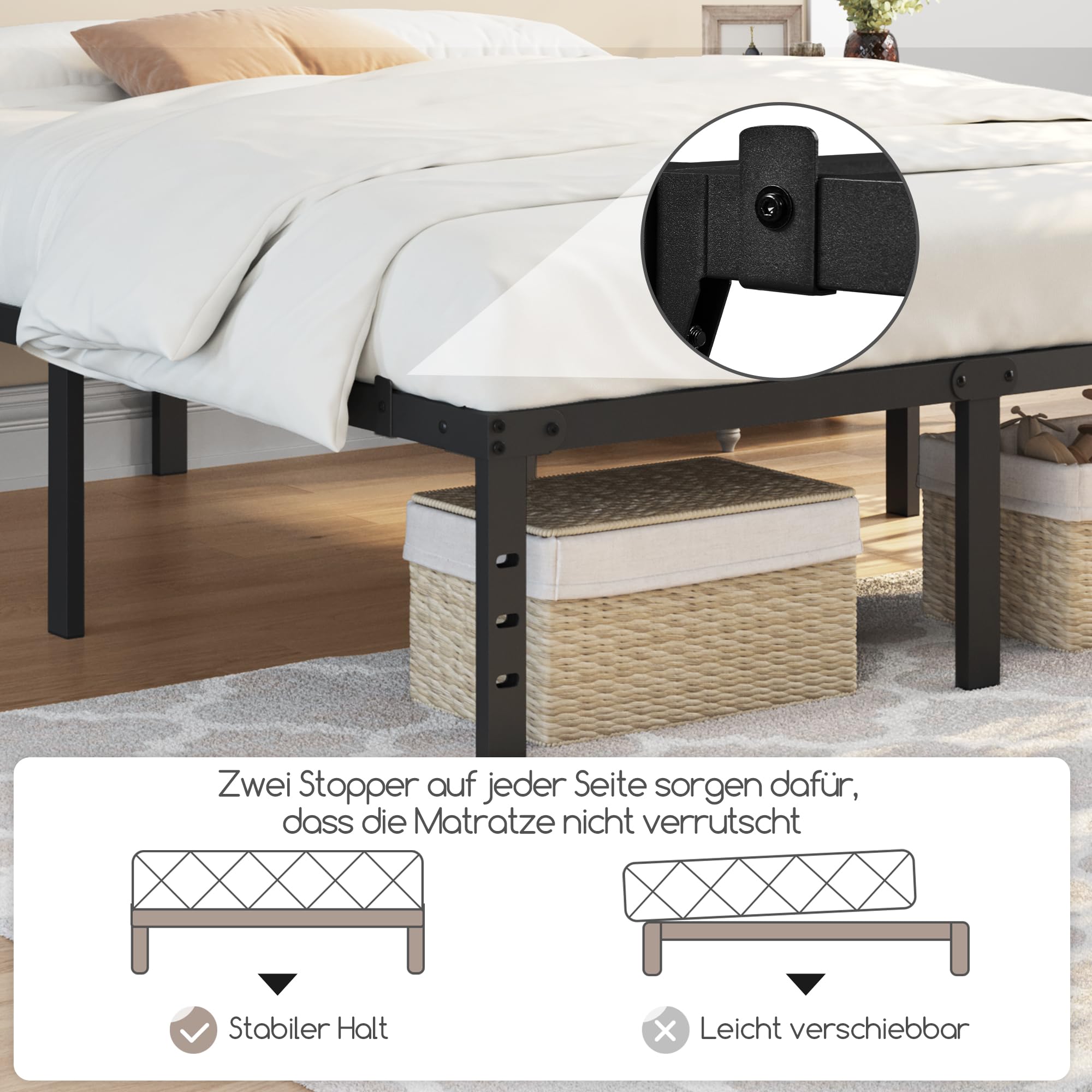 Yaheetech Bettrahmen 36cm H Metallbett mit Lattenrost – Bild 4